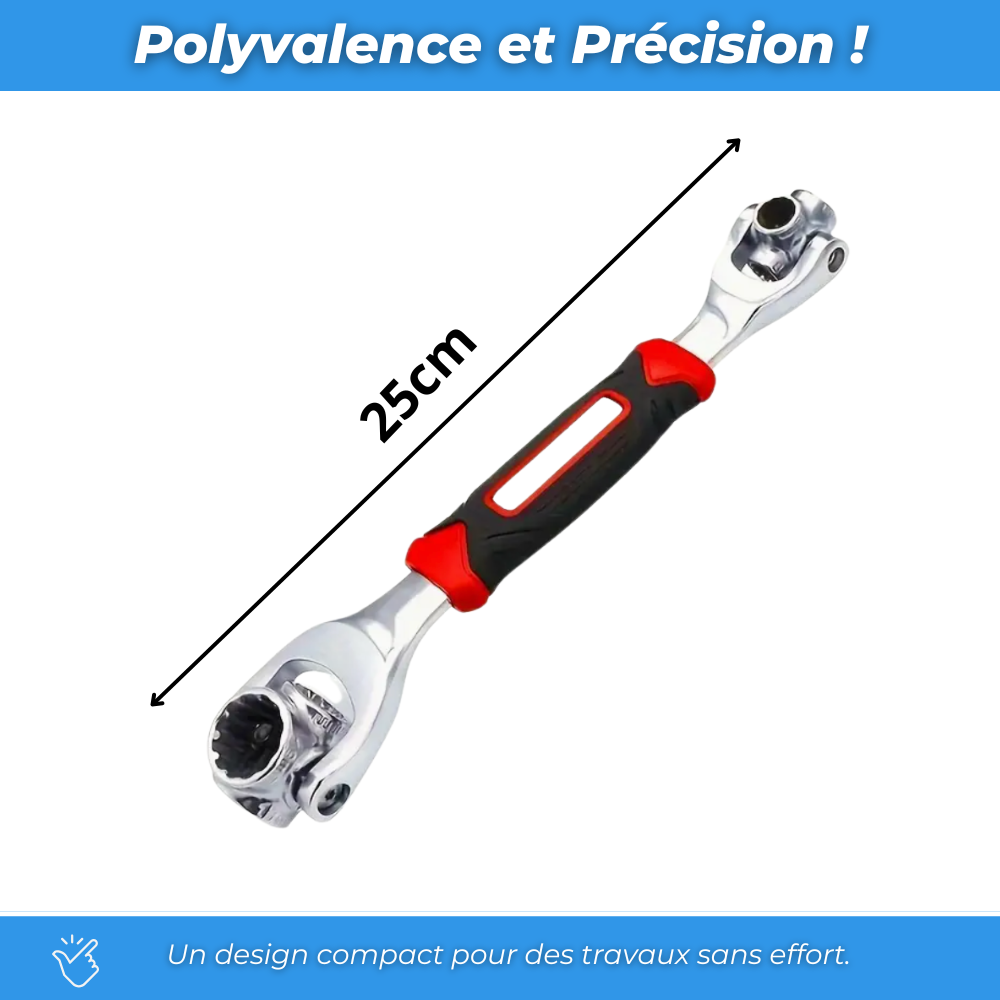 Clé 8 en 1 Universelle - Rotation 360°.